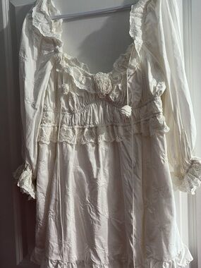For Love & Lemons Cream Lace-Trim Peasant Dress